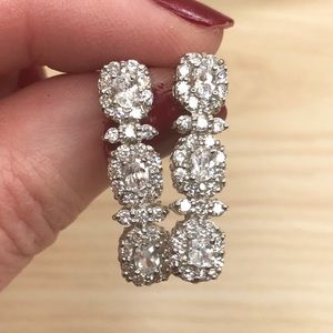 Sterling Silver Cubic Zirconia Halo Earrings
